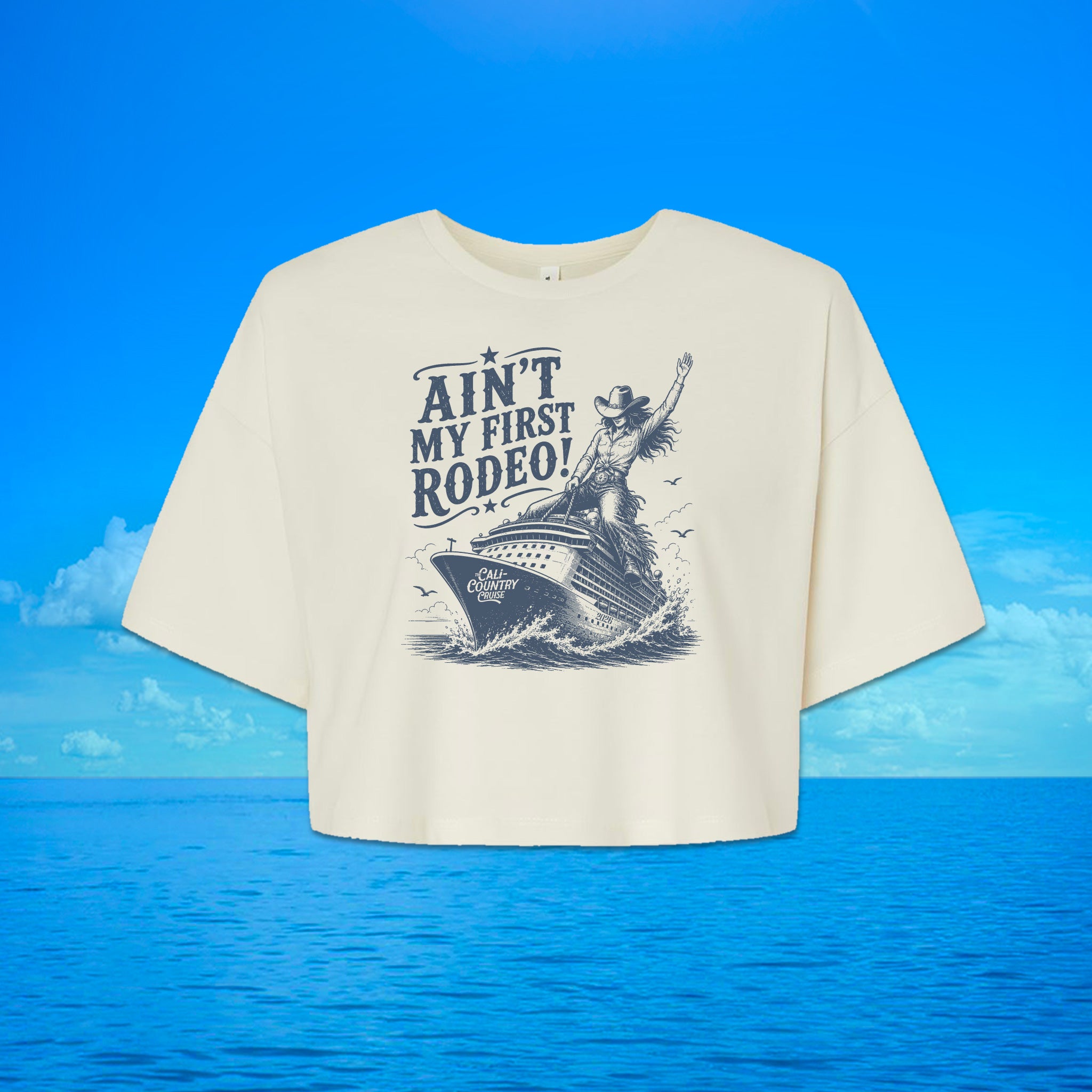 Cali Country-Ain't My First Rodeo Women's Crop Top Vintage White