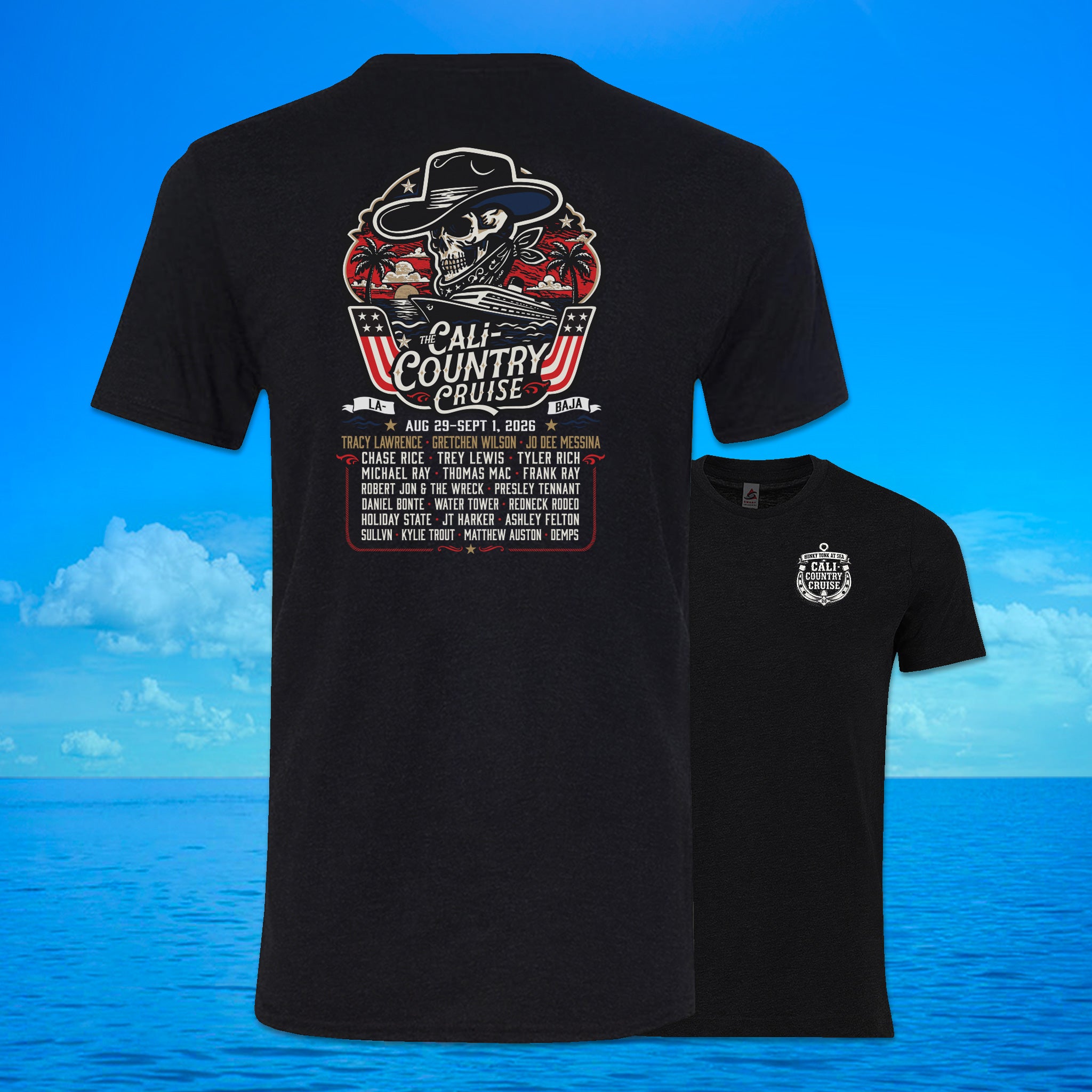 Cali Country-Cowboy Skull T-Shirt Black Unisex