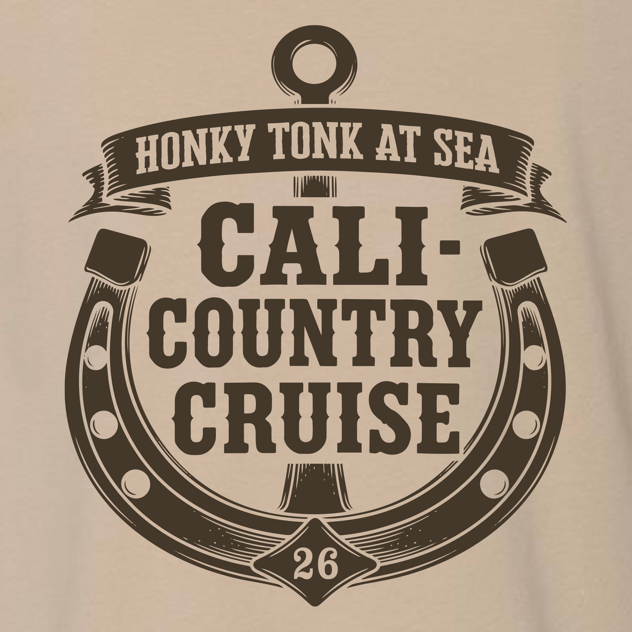 Cali-Country-Honky Tonk at Sea T-Shirt Tan Unisex