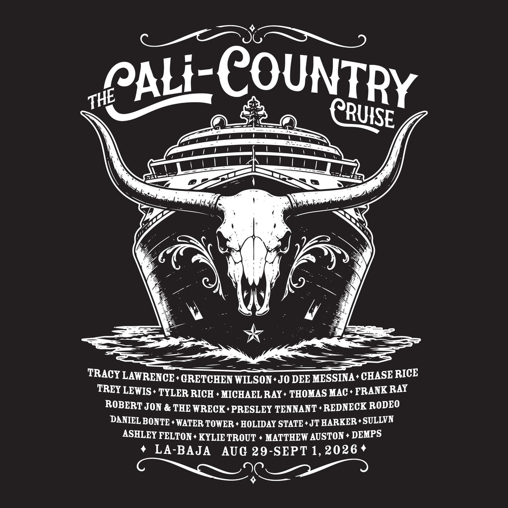 Cali Country-Cowboy Skull T-Shirt-Black/ White Print Unisex