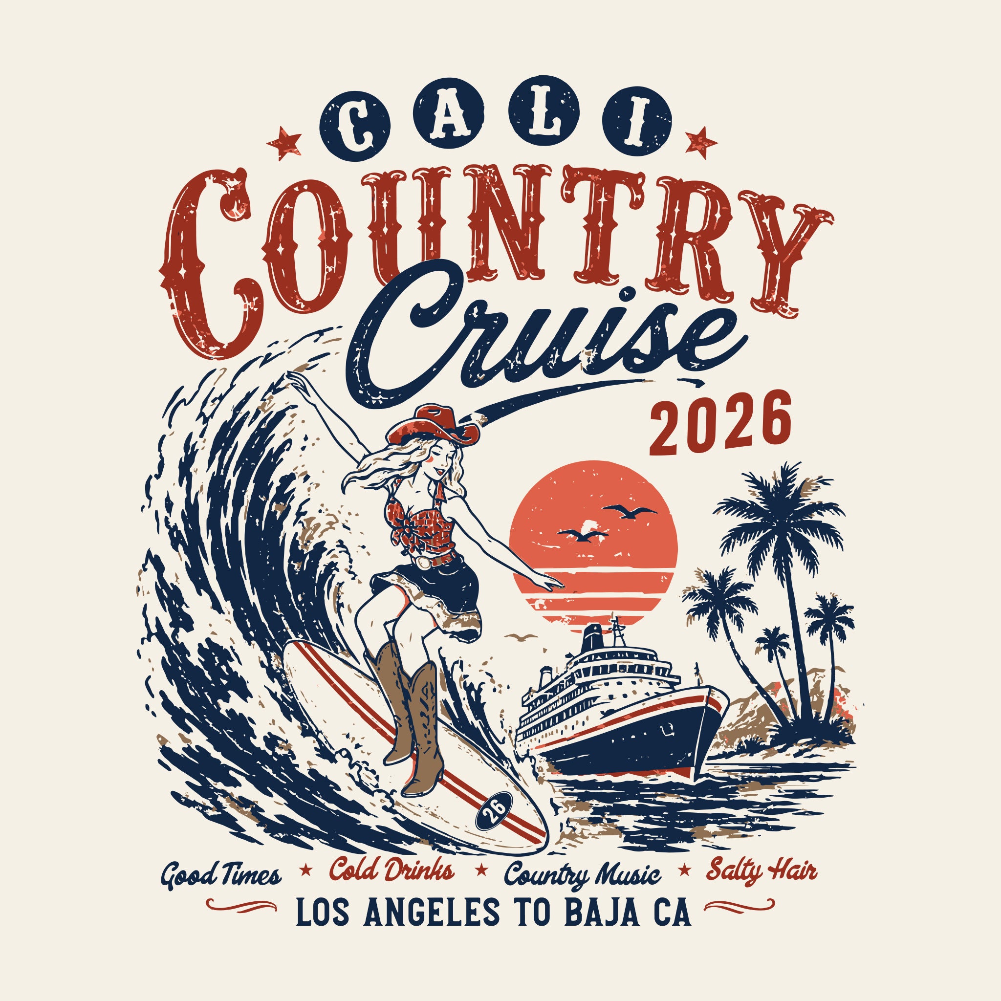 Cali Country-Surf Rodeo Women's V-Neck Natural