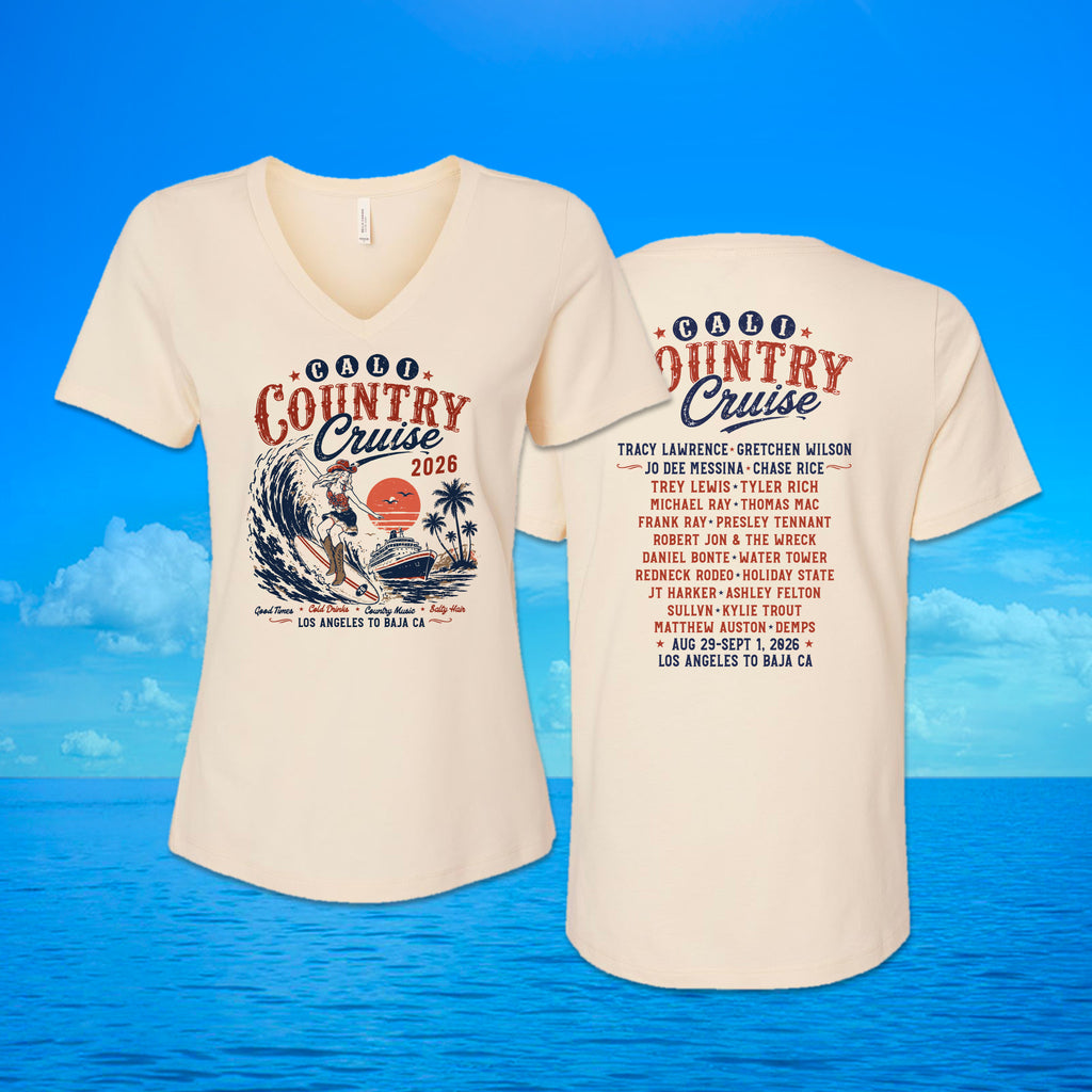 Cali Country-Surf Rodeo Women's V-Neck Natural