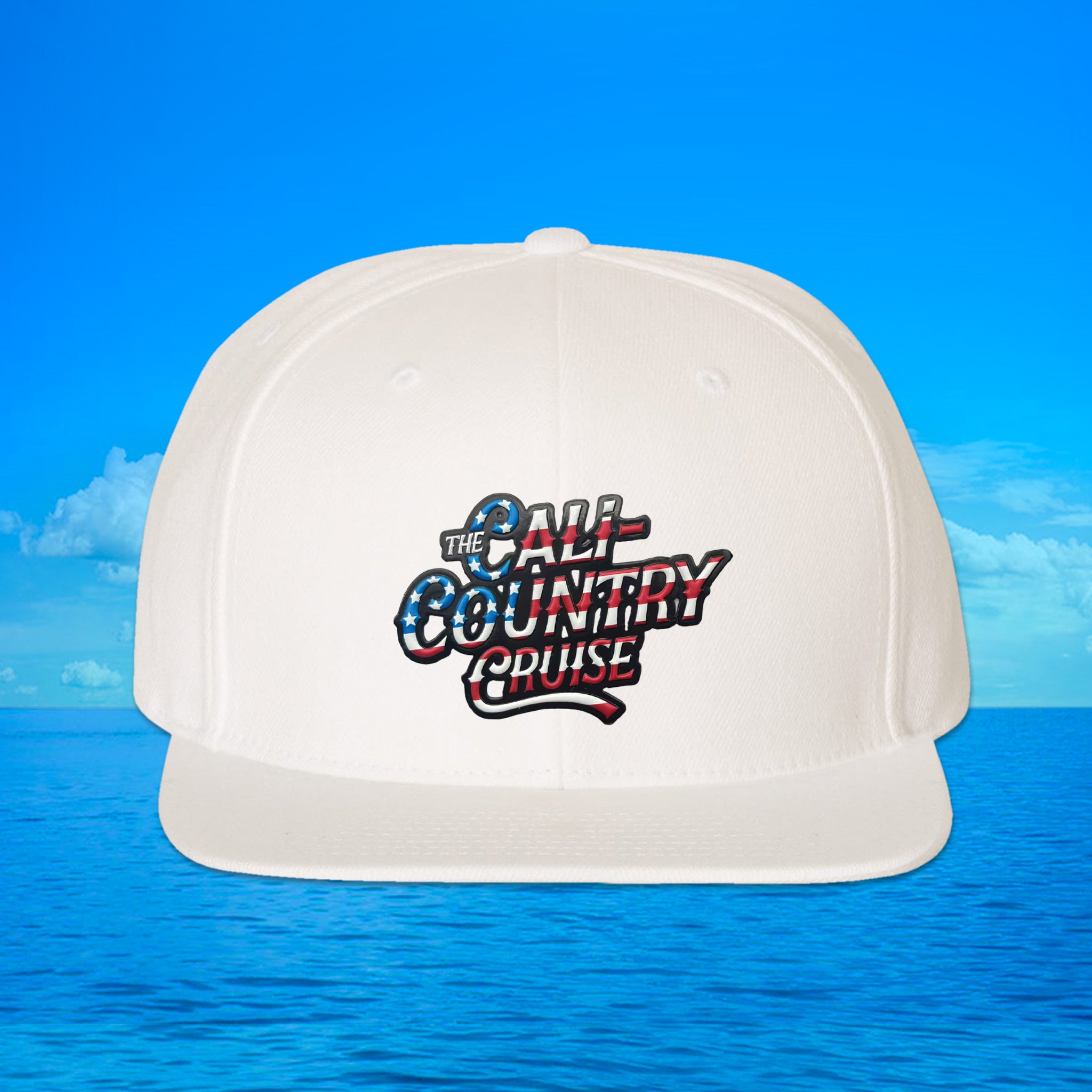Cali Country-6 Panel Hat Flag Patch- Black/White